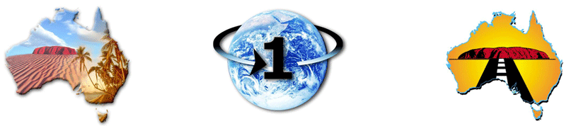 Travel Australia Now Logo | Travel One World logo |Self Drive Australia logo | Image © RBerude Graphics 1999 and 2004