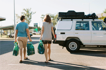 Shopping  for supplies after picking up your 4wd camper rental