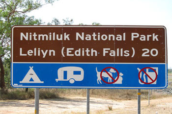  Nitmiluk National Park and Edith Falls road sign  |  Credit RAB