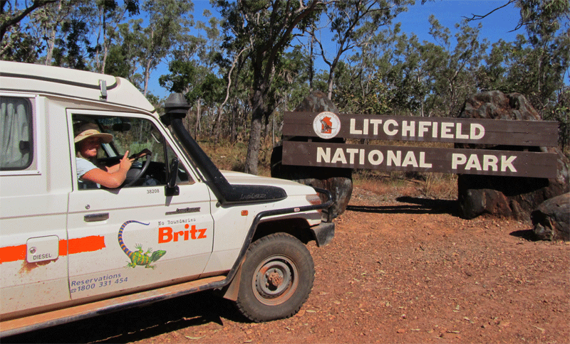 Rob pulling into Litchfield on the search for waterfalls and termite - one of our best clients thanks Rob and Jackie