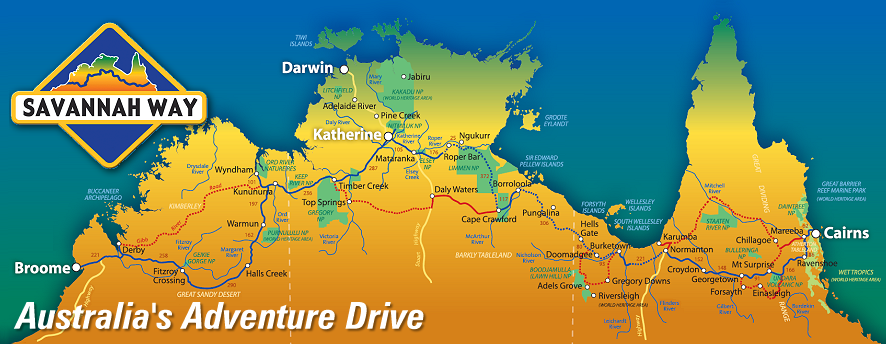 Map from Cairns to Darwin