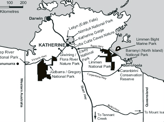 Map of the Katherine region | Credit Parks Australia