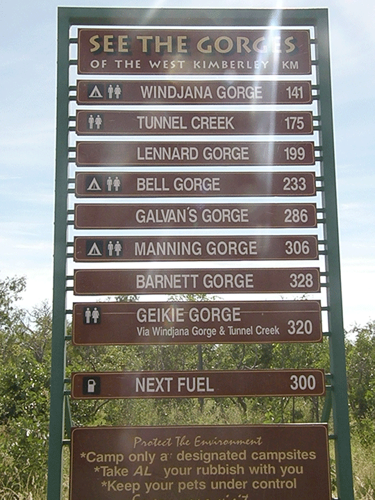Sign board for the West Kimberley Western Australia