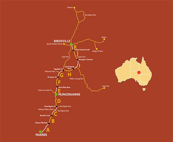 Map Australia Birdsville Track 600 