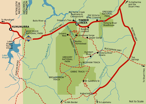 Map of Katherine to Timber Creek to Kununurra | Credits NTTC