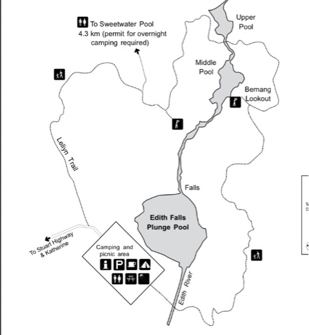 Map of Edith Falls Plunge Pool  | Credits NTTC