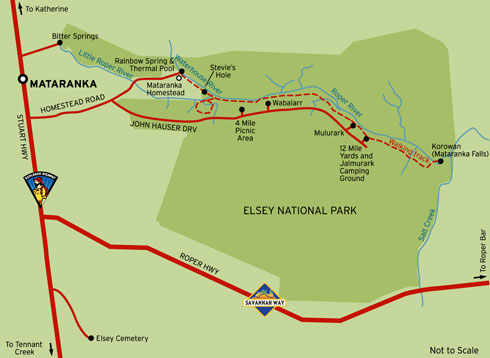 Map of Mataranka and Elsey National Park with Katherine Gorge | Credits NTTC
