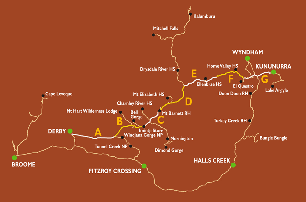 Map of the Gibb River Road, Great Northern Highway in the Kimberley Western Australia | All rights Greg and Josie Wales - if you wish to buy their great maps let us know here